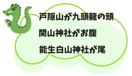 巨大な龍が祀られている九頭龍伝説の地、関山神社　　