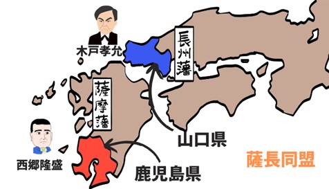 薩摩と長州の地図