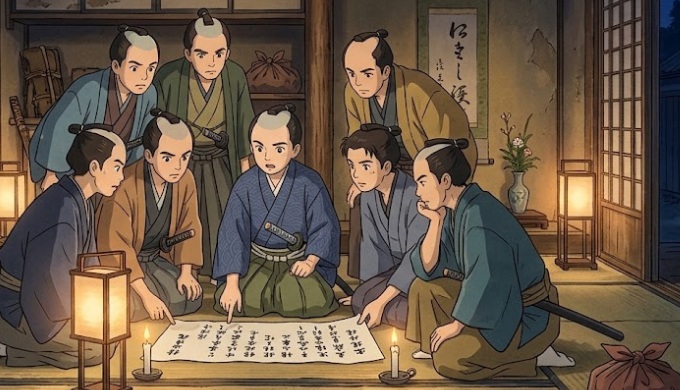 藩の御触書を読む高田藩士